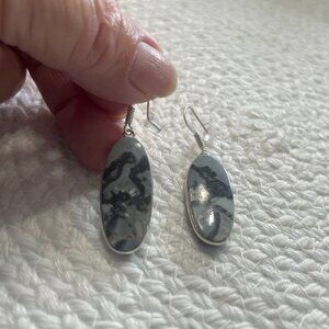 Natural MALIGANO JASPER Handmade Sterling 925 Dangle Earrings #862D